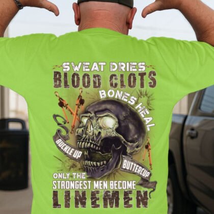 Lineman Sweat Dries Blood Clots Apparel - Lineman Skull